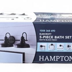  HAMPTON BAY Elmcroft 29 in. 3-Light Matte Black Vanity Light 4-Piece Bathroom Hardware Accessory Kit