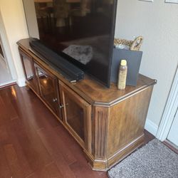 Solid Wood TV Stand / Media Console – Glass Doors 