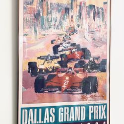 LEROY NEIMAN ( AMERICAN ARTIST LIMITED HAND SIGNED DALLAS GRAND PRIX JULY 6-8 1984 FRAMED MOUNTED 36 x 24 Inches  WON BY KEKE ROSBERG - SEE ALL PHOTOS