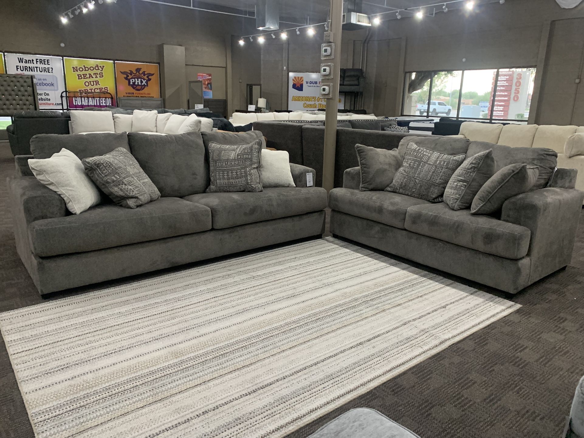 Deep Gray Elegant Sofa Set