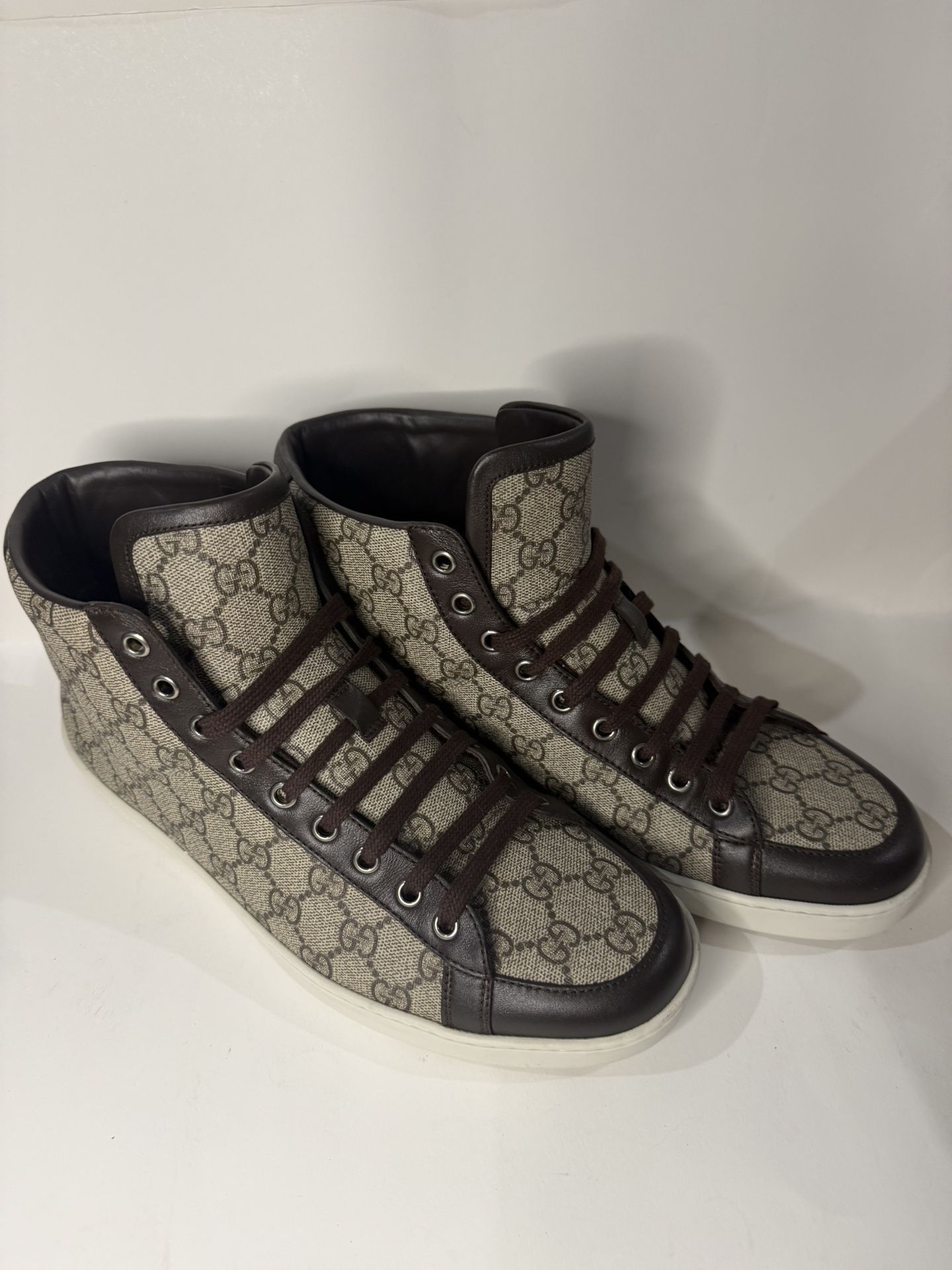 Gucci GG Canvas High Top Sneakers Brown Beige Made in Italy w/ Box”