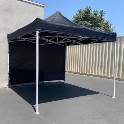 New $109 Heavy-Duty 10x10 FT Canopy with (1 Sidewall) EZ PopUp Party Tent w/ Carry Bag (Red, Blue)