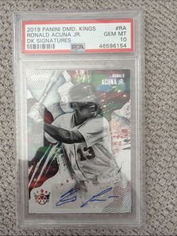 💥RONALD ACUNA JR AUTO💥2019 PANINI DIAMOND KINGS AUTO HOLO PSA 10 POP 1