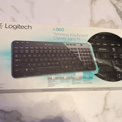 Brand New Logitech K360 Y-R0042 Wireless Black Keyboard w/ USB Unifying Receiver