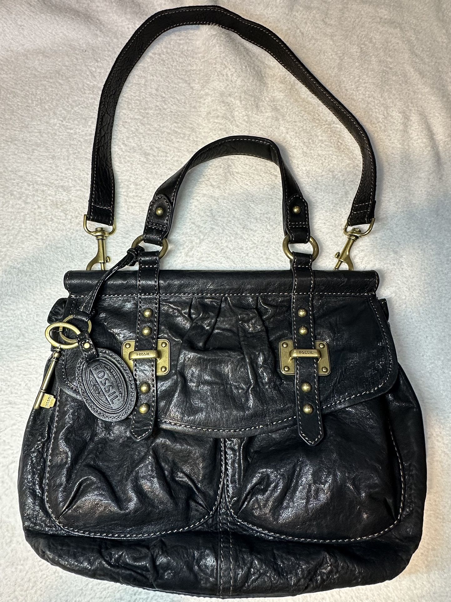 Black Fossil Satchel Bag