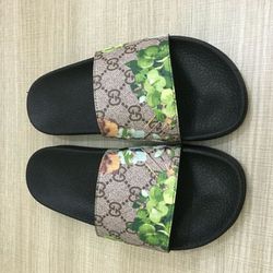 Green Gucci Blossom Sandals/Slides 