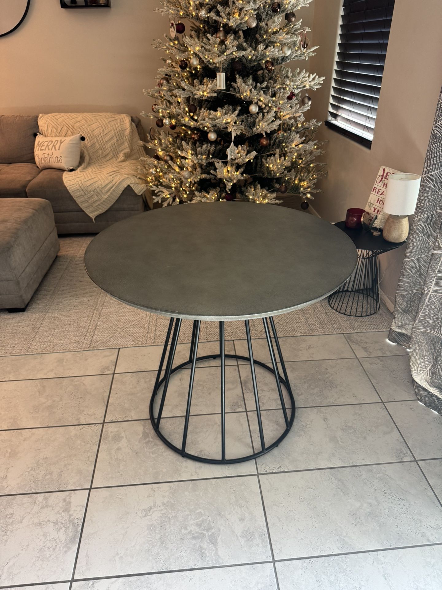 Faux Cement Top Circle Table