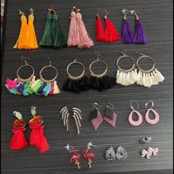 NEW 16 Pair of Earrings-9 Pair Long $2 Each-7 Pair Small $1 Each