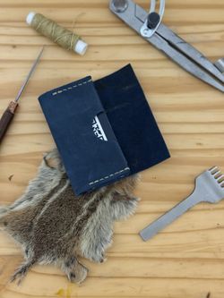 Leather wallet, hand stitched