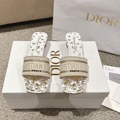 Dior classic embroidered braided flat slippers(off6)