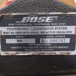 Bose Model 800 Professional Loudspeaker System With underneath Stands With Bolts Washers & nuts 
