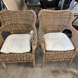Set of 2 Ikea Farmhouse Wicker Chairs