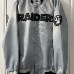 Raiders Starter Jacket Silver Size Medium Mint Condition 