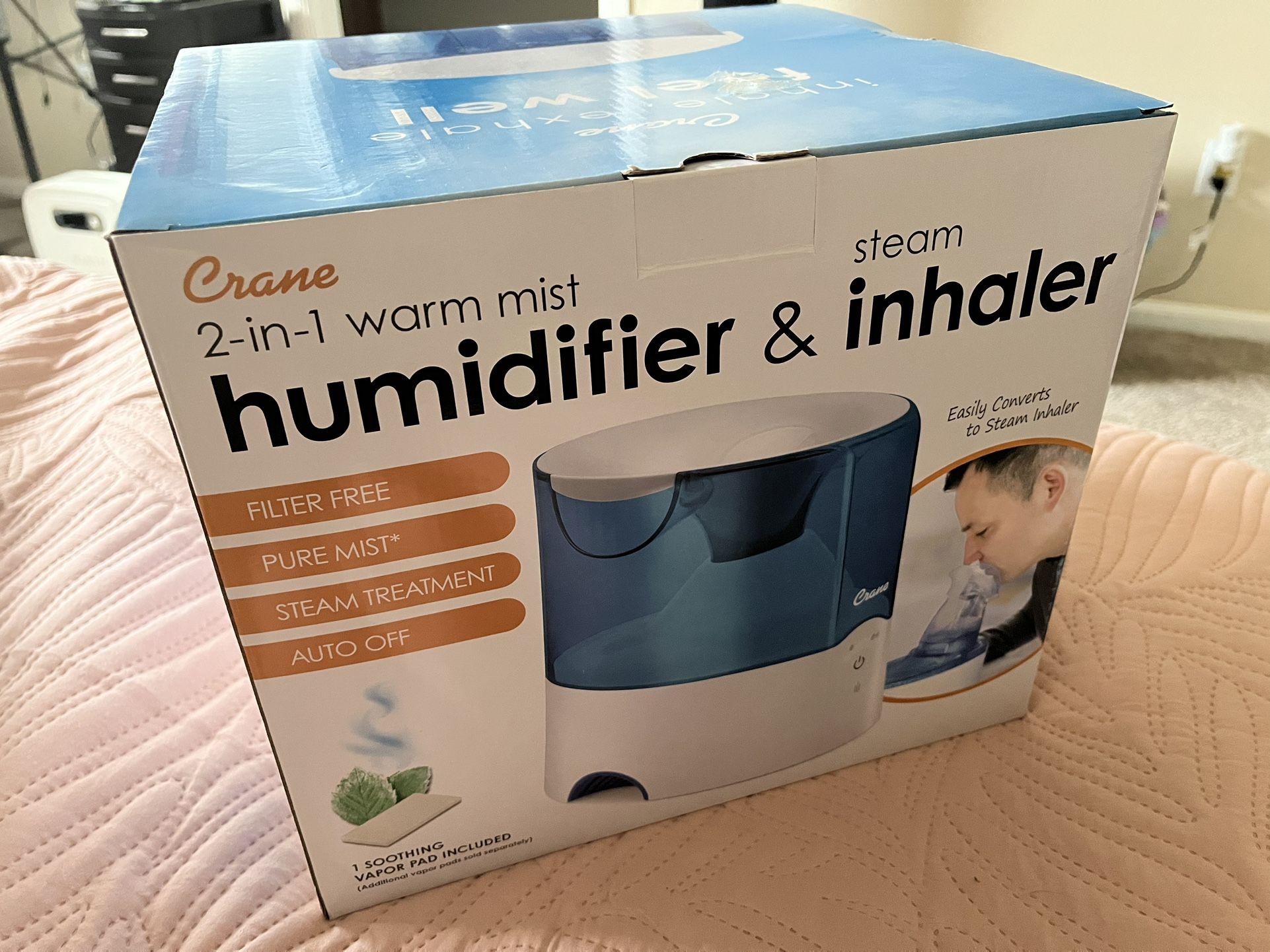 Crane 2-in-1 Warm Mist Humidifier and Steam Inhaler