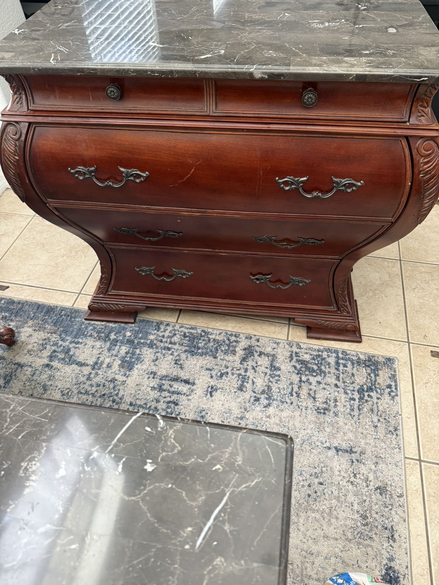 3-Piece Bombay Company Marble Top Bedroom Set – $395 for All