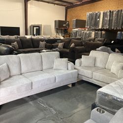 Sofa And Loveseat Set. NEW! With Cup Holders And USB ports. 