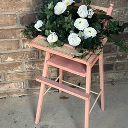 Vintage Baby Doll High Chair Floral Arrangement Baby Shower Decor 