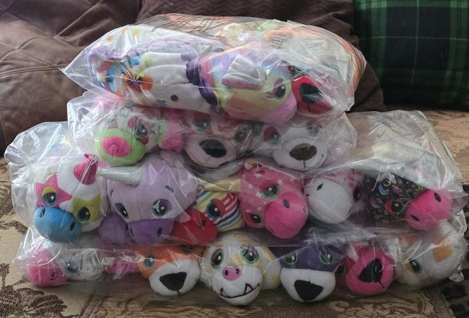 Small Plush Animal Bean Bags. 20 Assorted.  No Duplicates. Never Played With