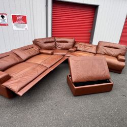 *FREE DELIVERY* Chateau D’AX Italian Leather 4 Piece Sectional Sofa