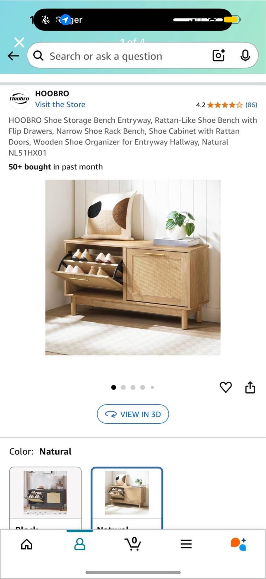 Shoe Rack Storage Bench Entryway, Rattan-Like Shoe Bench with Flip Drawers