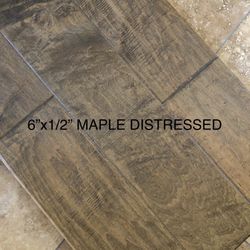 Birch,Maple, Hickory  And Oak Distressd Engineered Wood. Extra Wide 6”-6.5”” Plank Size With A Durable 1/2”  Thick Multi Layer Construction .
