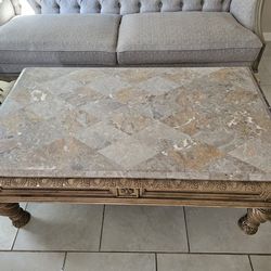Marble top coffee table and matching end table