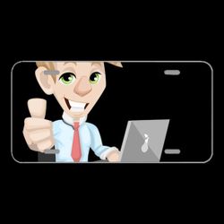 License Plare Novelty Car Front Man Adult Businessman Laptop Working