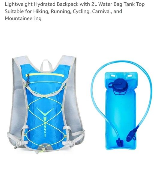 Lightweight Hydrated Backpack with 2L Water Bag Tank Top Suitable for Hiking, Running, Cycling, Carnival, and Mountaineering