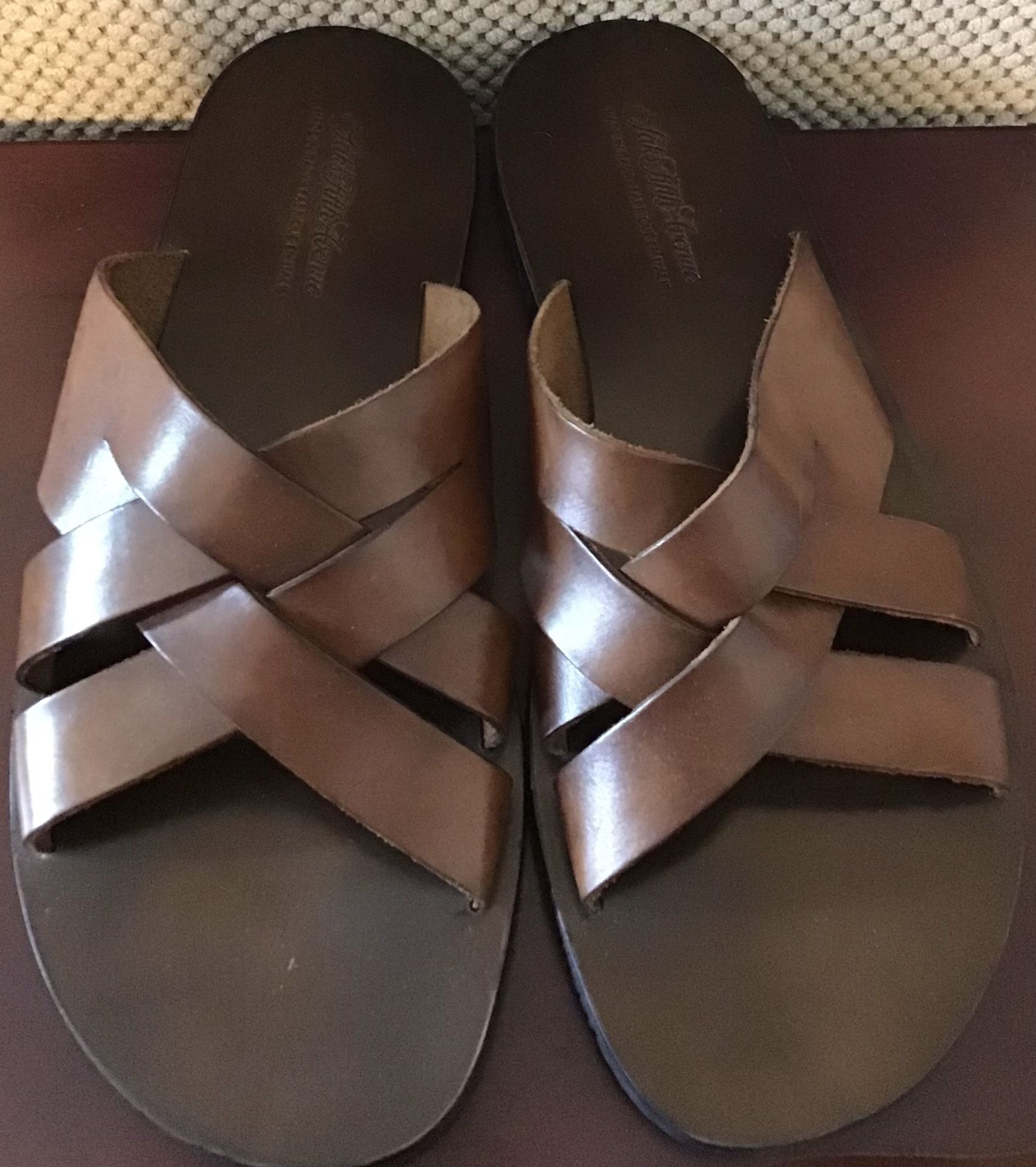 saks fifth avenue Men's Leather Sandals Dark Brown Size12