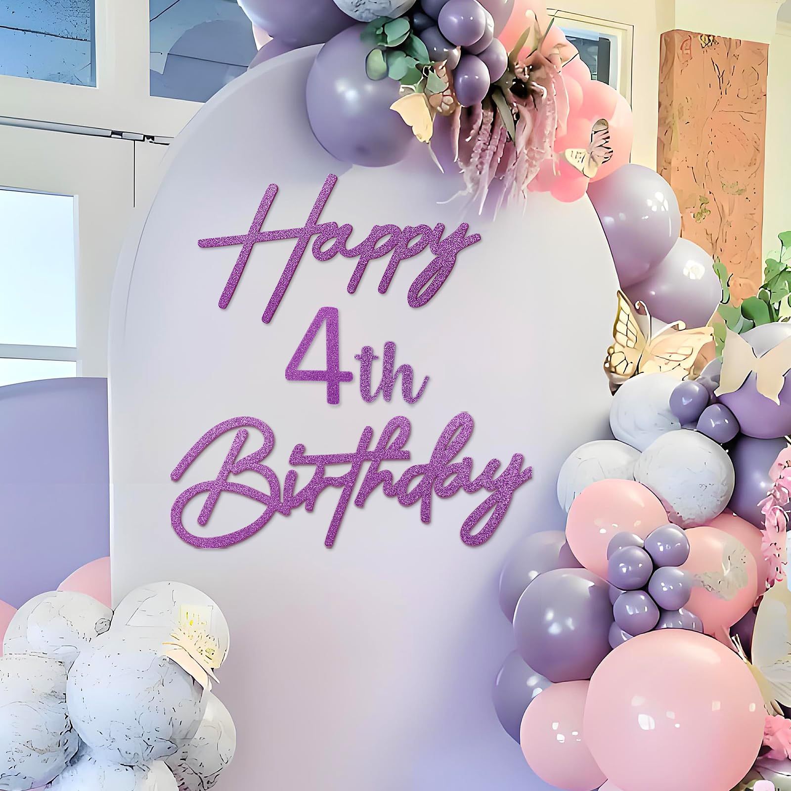 MASTRON Happy Birthday With 0-9 Numbers Sign For Backdrop - Glitter Felt Custom Age Happy Birthday Decal For Balloon Arch Birthday Decorations Baby Sh