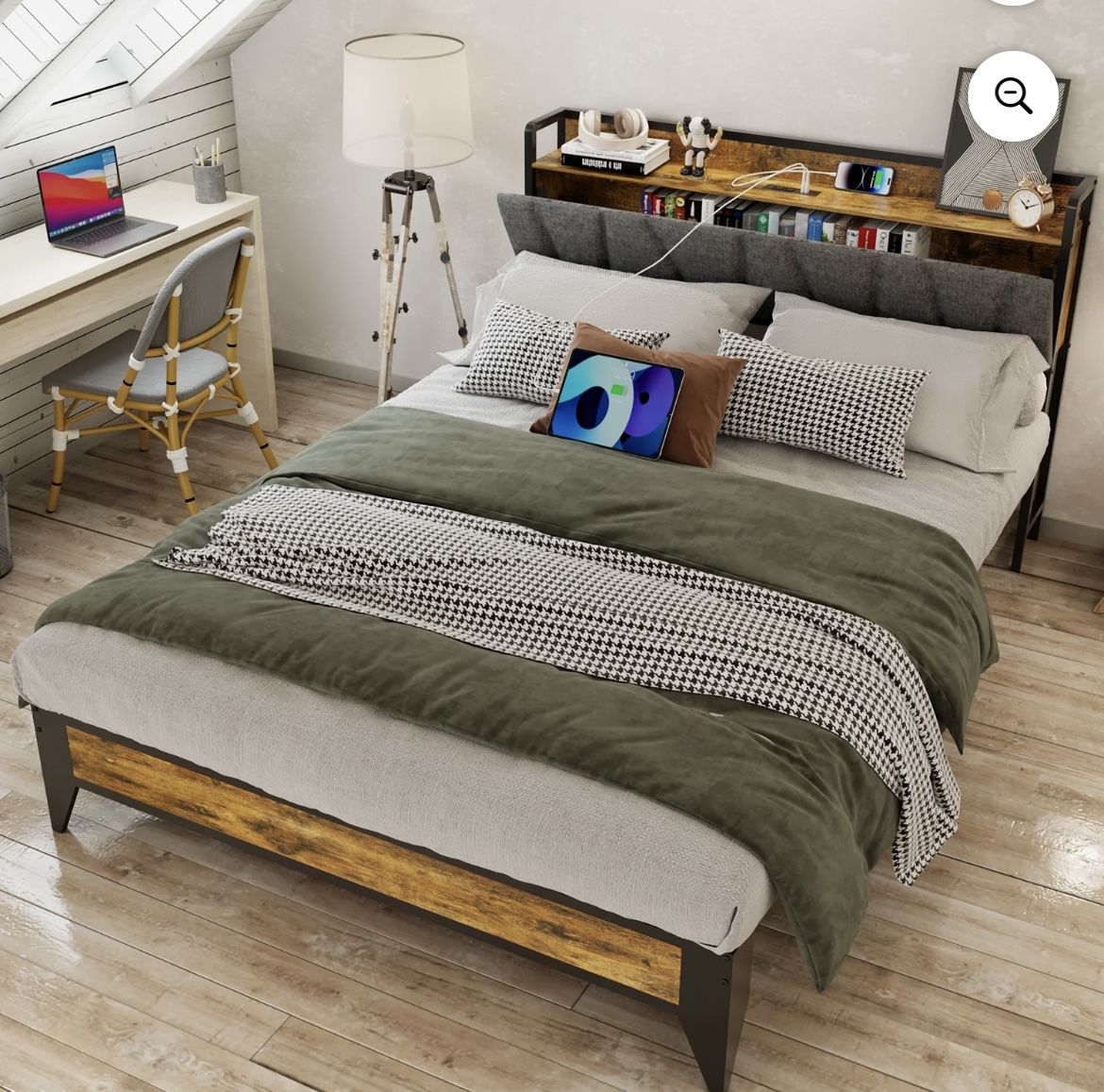 Behost Platform Bed Frame, Full Size Bed Frame with Headboard and Storage