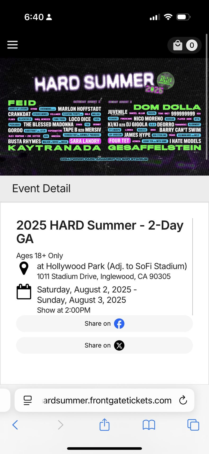 2 DAY 2025 HARD SUMMER GA TICKET