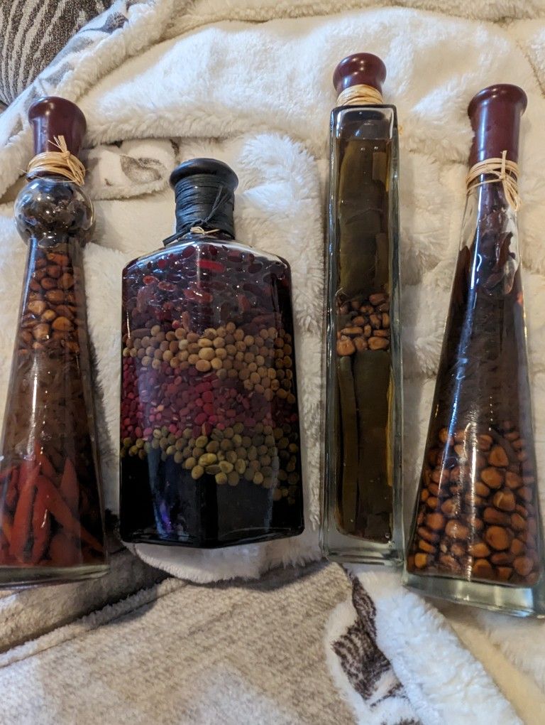 Decorative Glass Bottles With Vegetables & Infused Vinegar
