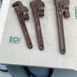 3 Ridgid Pipe Wrenches Plumbing 