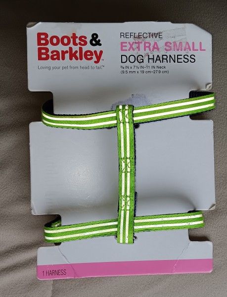NEW lime green reflective adjustable dog harness EXTRA SMALL 11" neck $5 FIRM