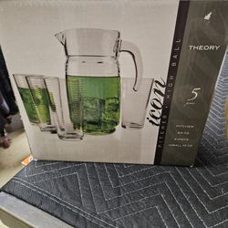 New Glass Pitcher W Glasses