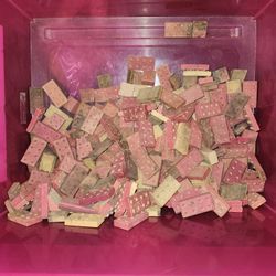 Old lego wooden Blocks. By american brick