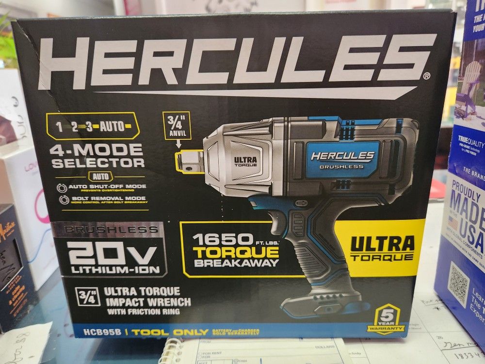 Hercules 20v Cordless 3/4" Ultra Torque Impact Wrench.