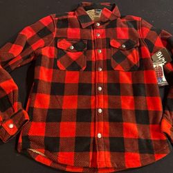 New EDDIE BAUER Red Black plaid Long Sleeve Jacket 