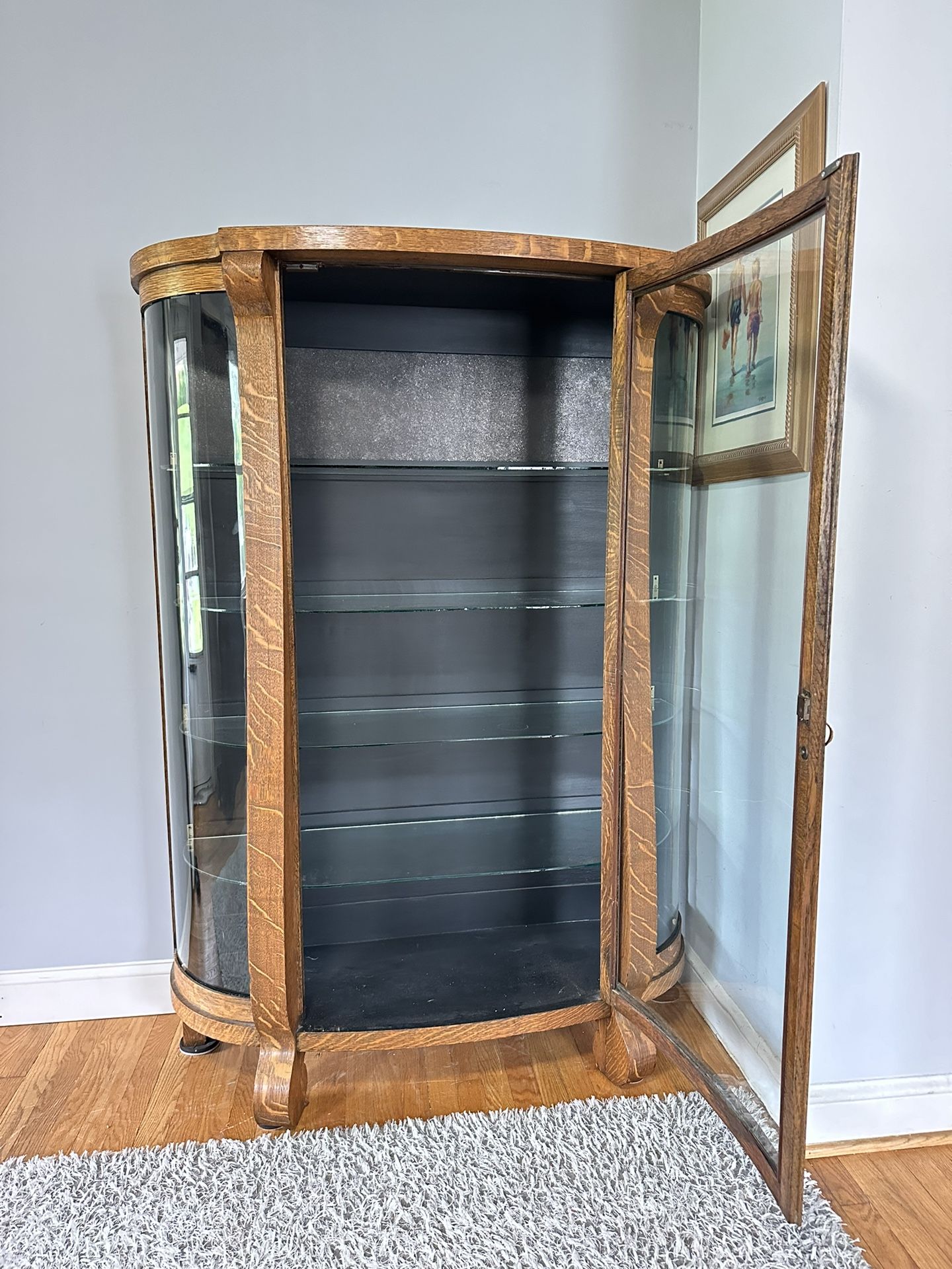 Antique Curved Glass Cabinet
