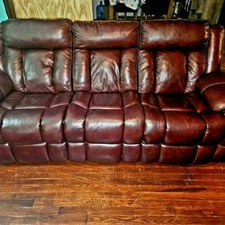 Brown Leather Recliner Sofa Set