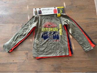 Boys Youth Eddie Bauer Long Sleeve 3-Pack Tees S(7/8)