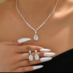 Beautiful Silver Full Zircons Bridal Set / Party Set/gift Set