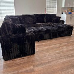 Black Corduroy Pull out sofa bed sleeper sofa with storage