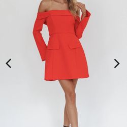 Long Sleeve Mini Dress Red