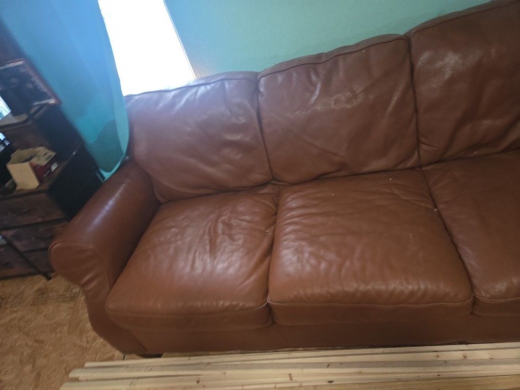 3 Person Maybe 4 Leather Couch LIKE NEW