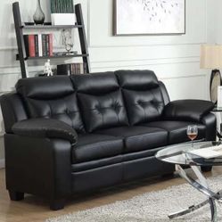 Sofa Black Faux Leather New Item