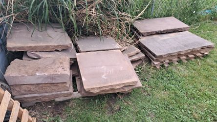 Large pieces of red sand stone.