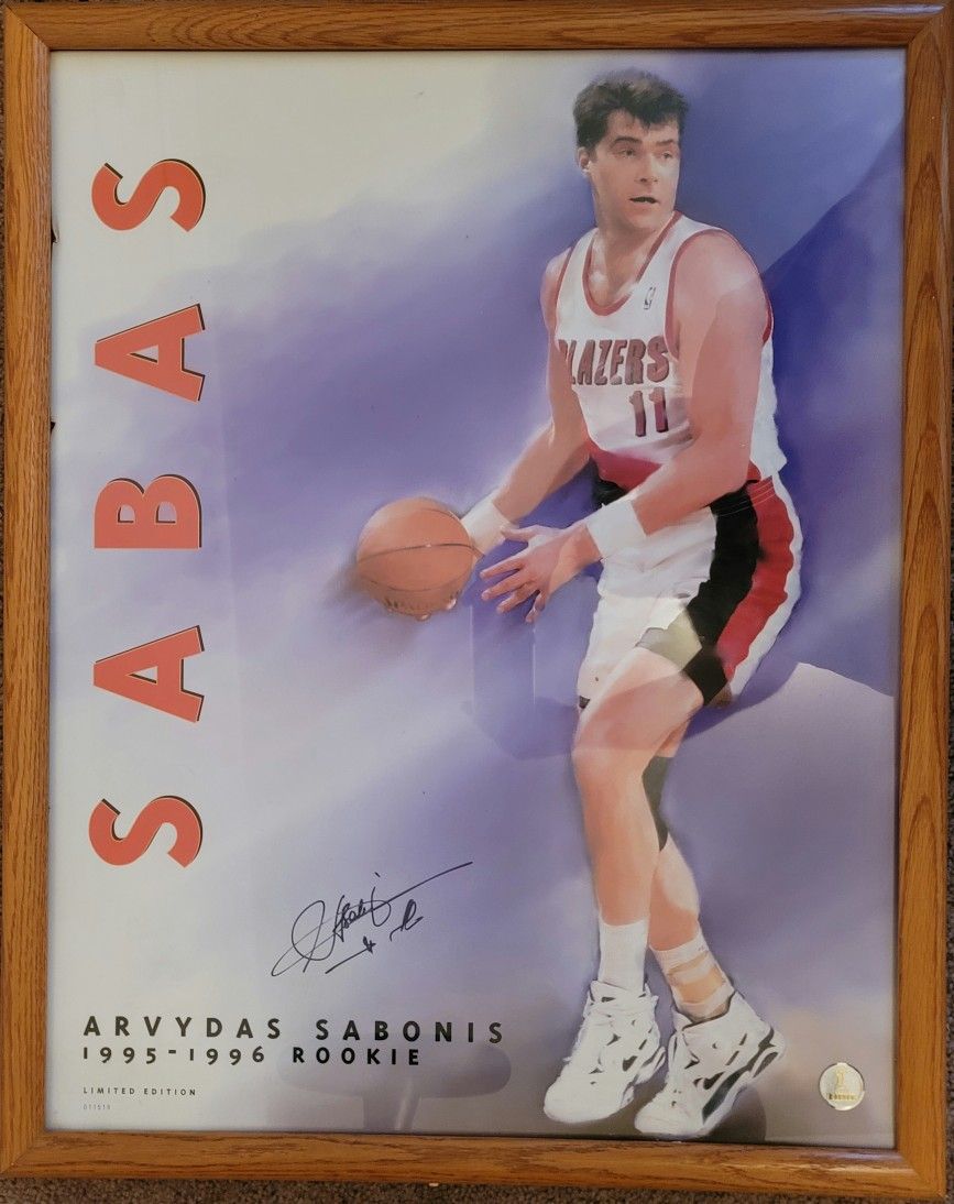 Autographed Framed Arvydas Sabonis Rookie Season Poster