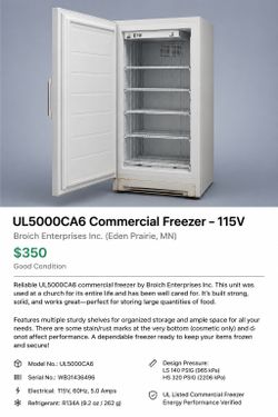 Commercial Upright Freezer – Heavy Duty Commercial Grade – Works Great!
$300  OBO